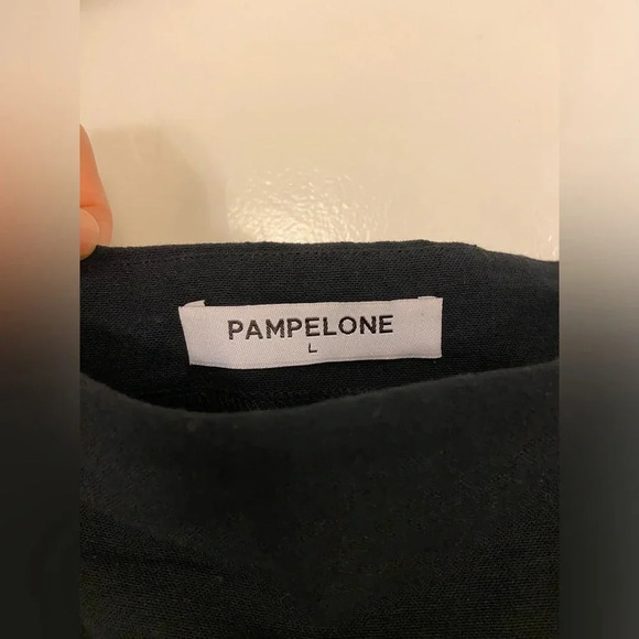 Pampelone Drop Shoulder Linen Top Black Size Large - Picture 5 of 5